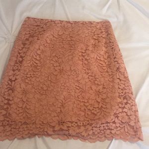 Peach lace mini skirt